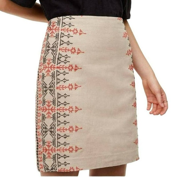 Loft Embroidered Pencil Skirt